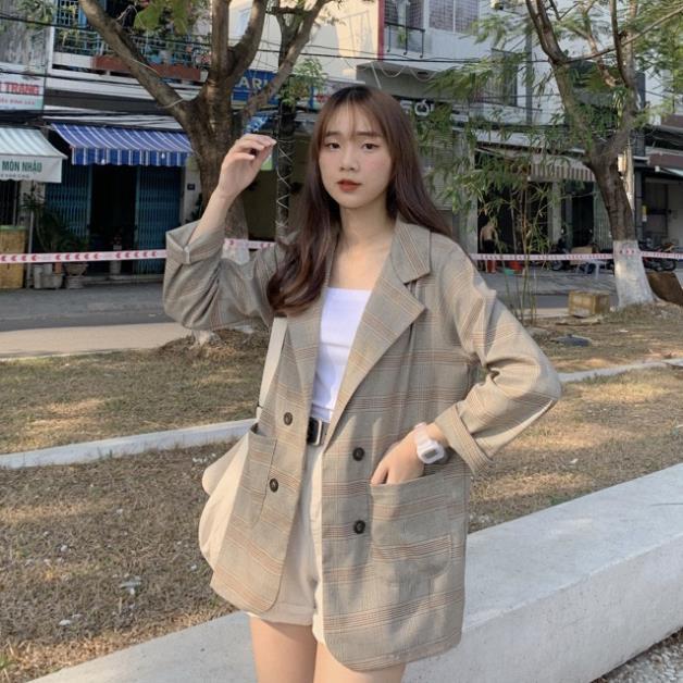 BLAZER KẺ 4 NÚT (HÀNG MỘT LỚP) (ảnh thật/sẵn)