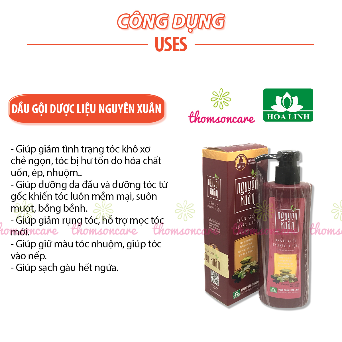 Dầu gội dược liệu Nguyên Xuân có vòi - Cho tóc bết, nhiều gàu, giảm khô xơ, hư tổn, dưỡng và phục hồi sâu từ bên trong