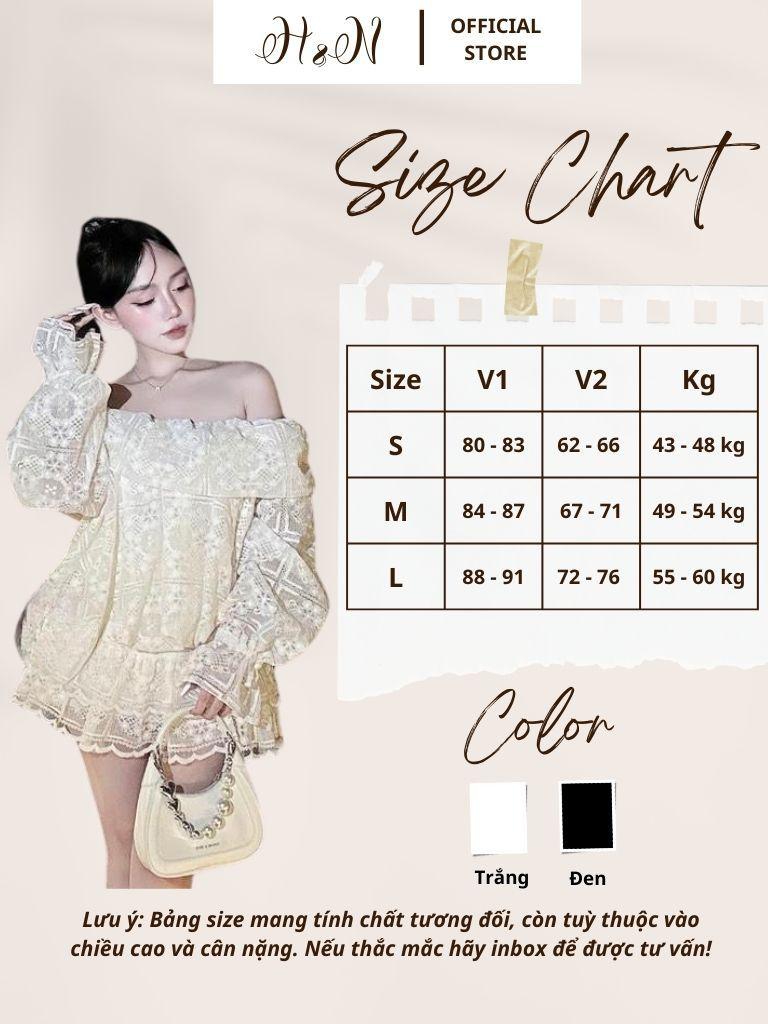 Set váy ren trễ vai thiết kế sang chảnh đầm nữ tay loe phối chân váy dự tiệc HN Clothing