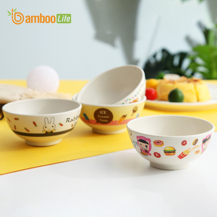 Chén bát ăn cho bé Bamboo Life BL7065 hàng chính hãng làm từ sợi tre thiên nhiên Chén bát ăn dặm cho bé Dụng cụ ăn dặm Đồ dùng ăn dặm cho bé