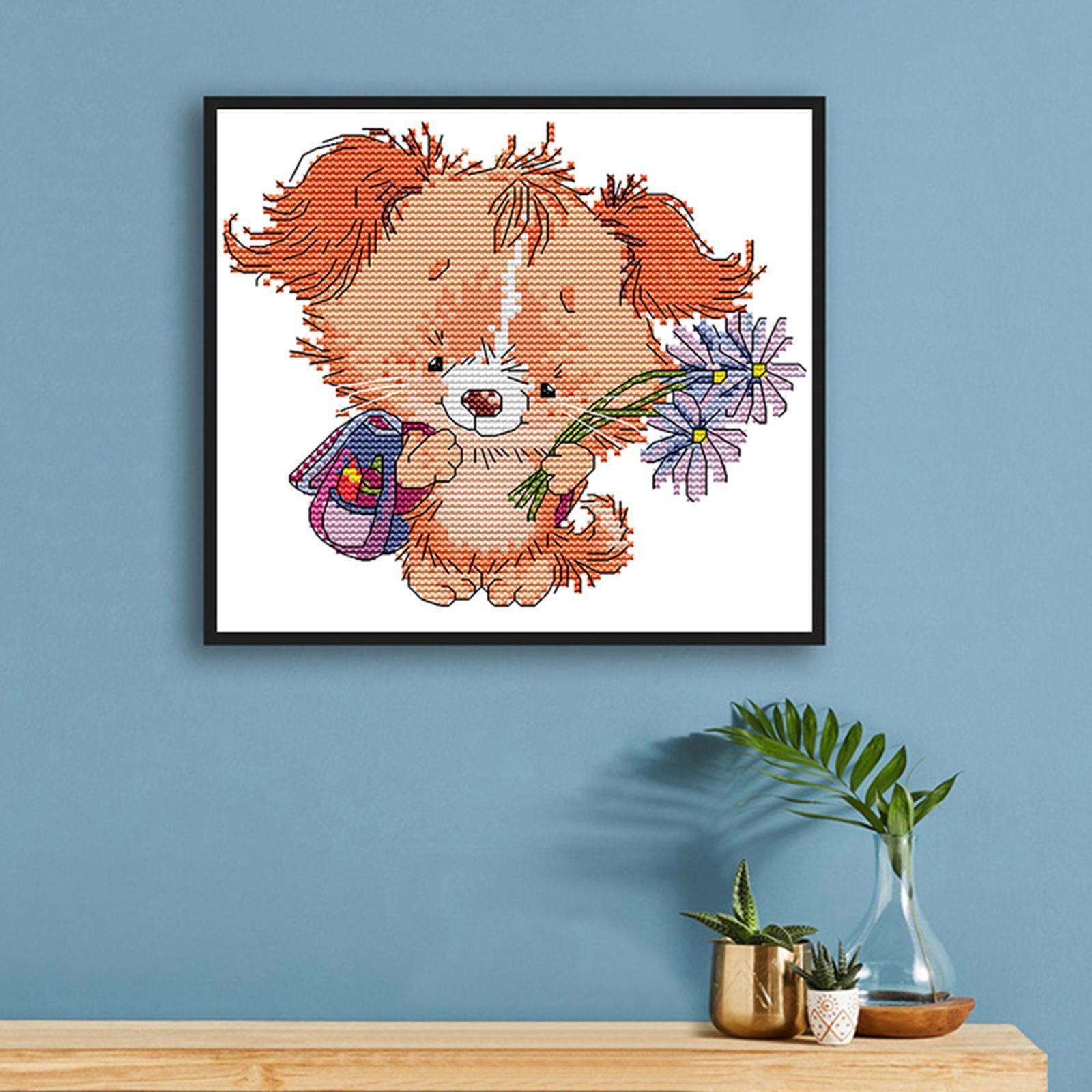 Cross Stitch Cute Puppy Embroidery Needlepoint Crafts for Adult Kid