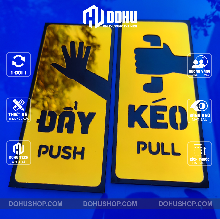 Bảng Gương Vàng Kéo/ Đẩy - Pull/Push - Sang trọng, hiện đại, đẳng cấp