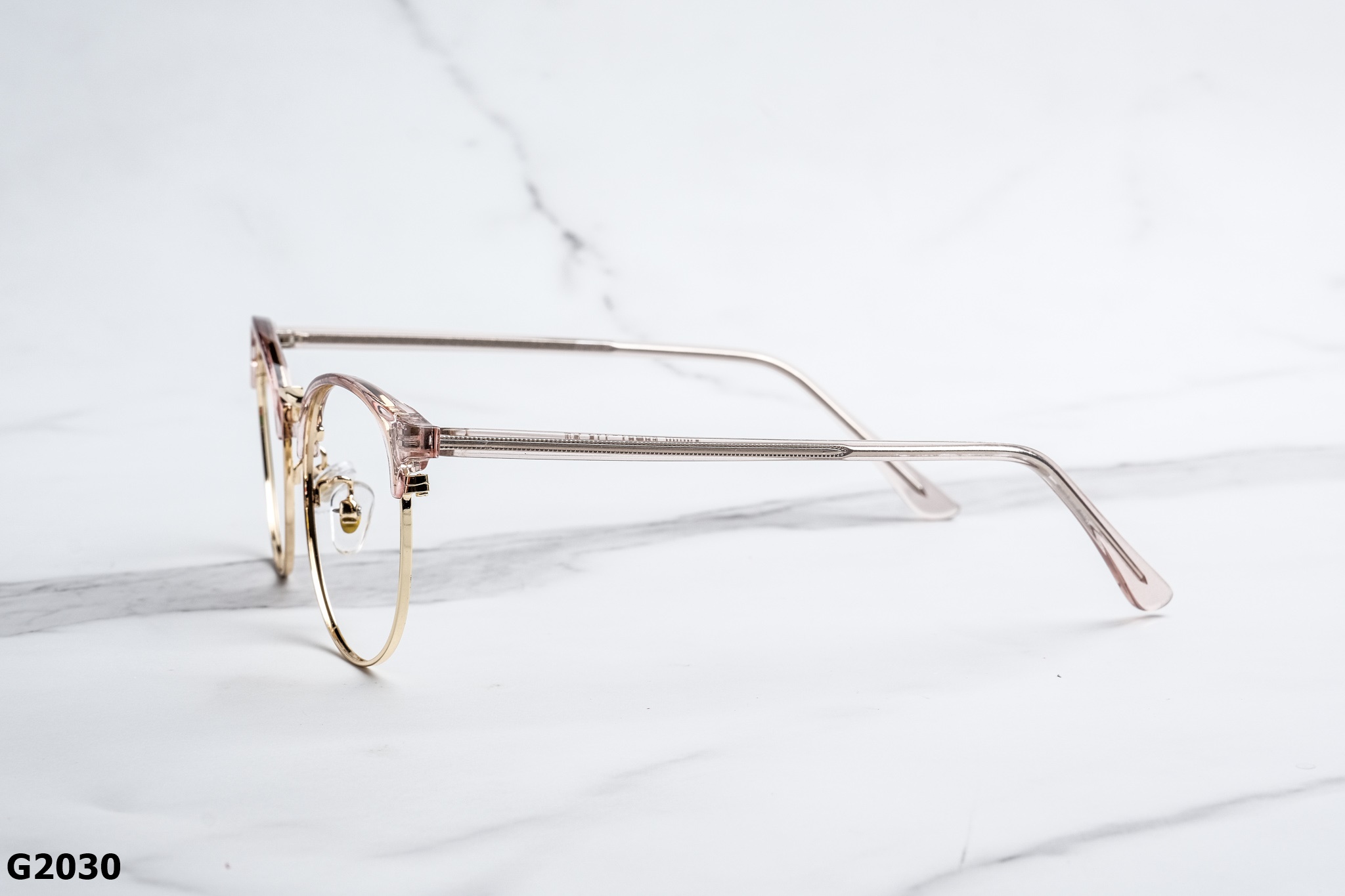 Gọng Kính Cận Tròn Mắt Mèo Nửa Viền Unisex - G2030