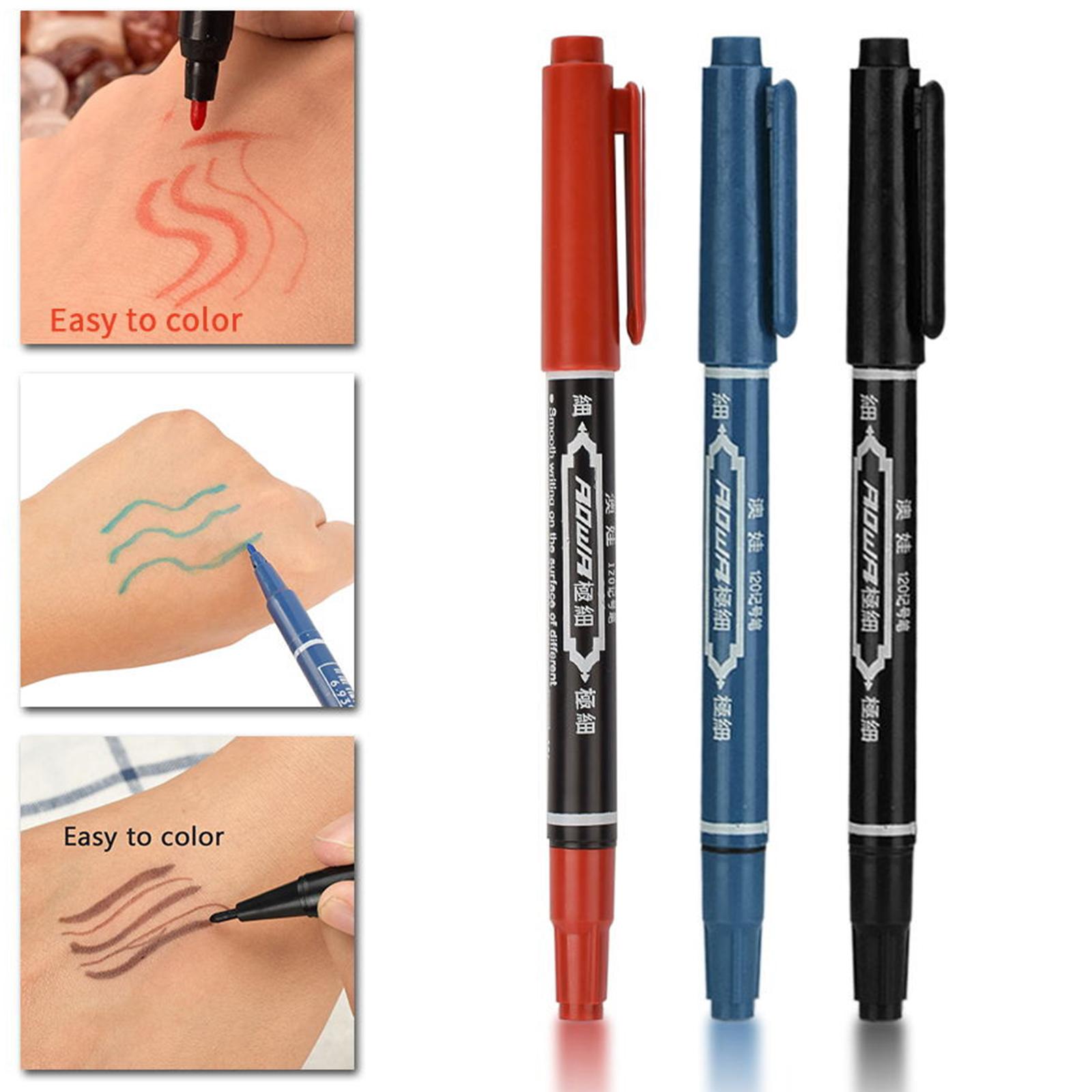 6 Pcs Double Ended Marker Pen Professional Marker anti-clog Tattoo Pencil