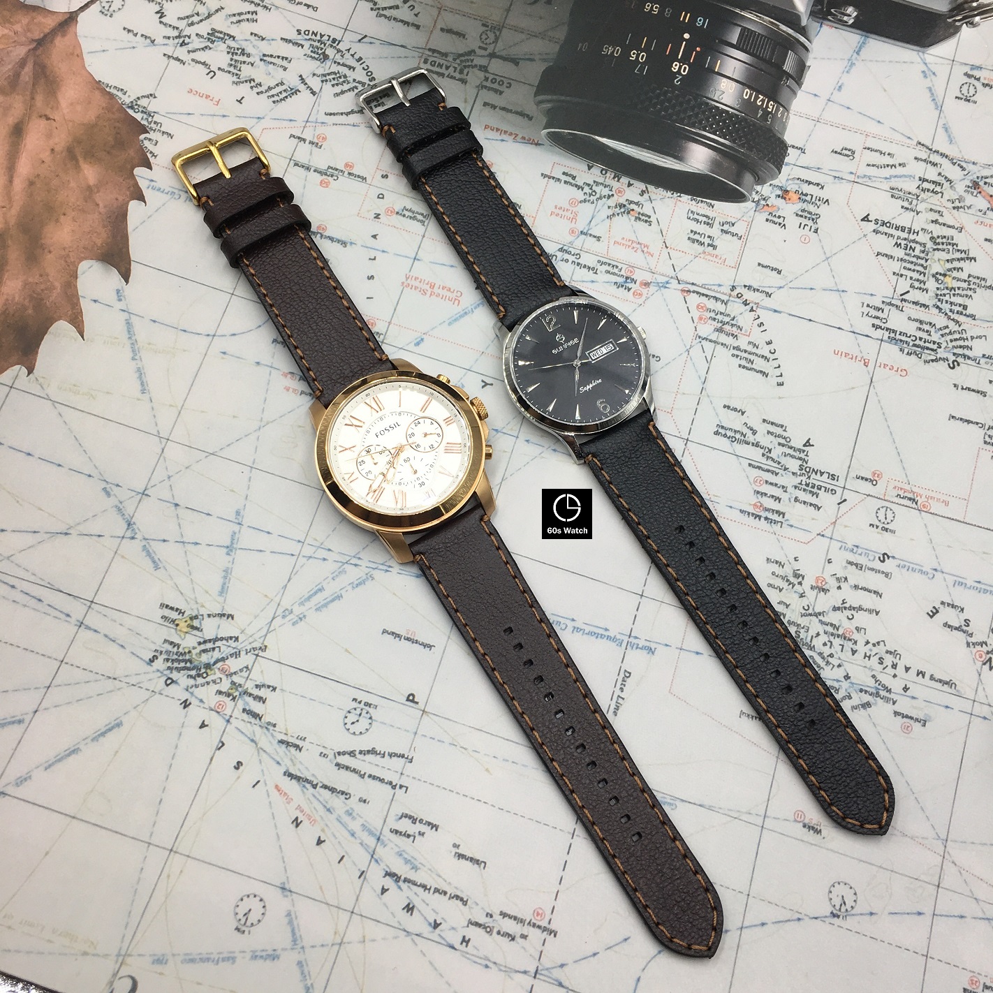 Dây Da Thay Thế Dành Cho Đồng Hồ Fossil Casio Samsung Huawei Da Bò Thật Dây Handmade - Tặng Kèm Chốt Và Dụng cụ thay