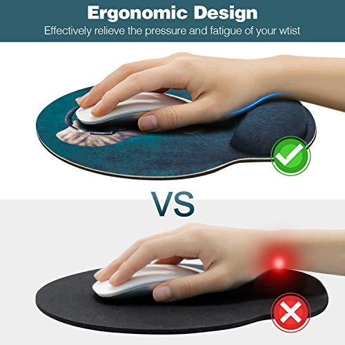 Thảm Chuột Công thái học-Đau đớn Xanh dễ thương-Tai nghe cao su không có trượt trên máy tính, bàn, nhà, nhà