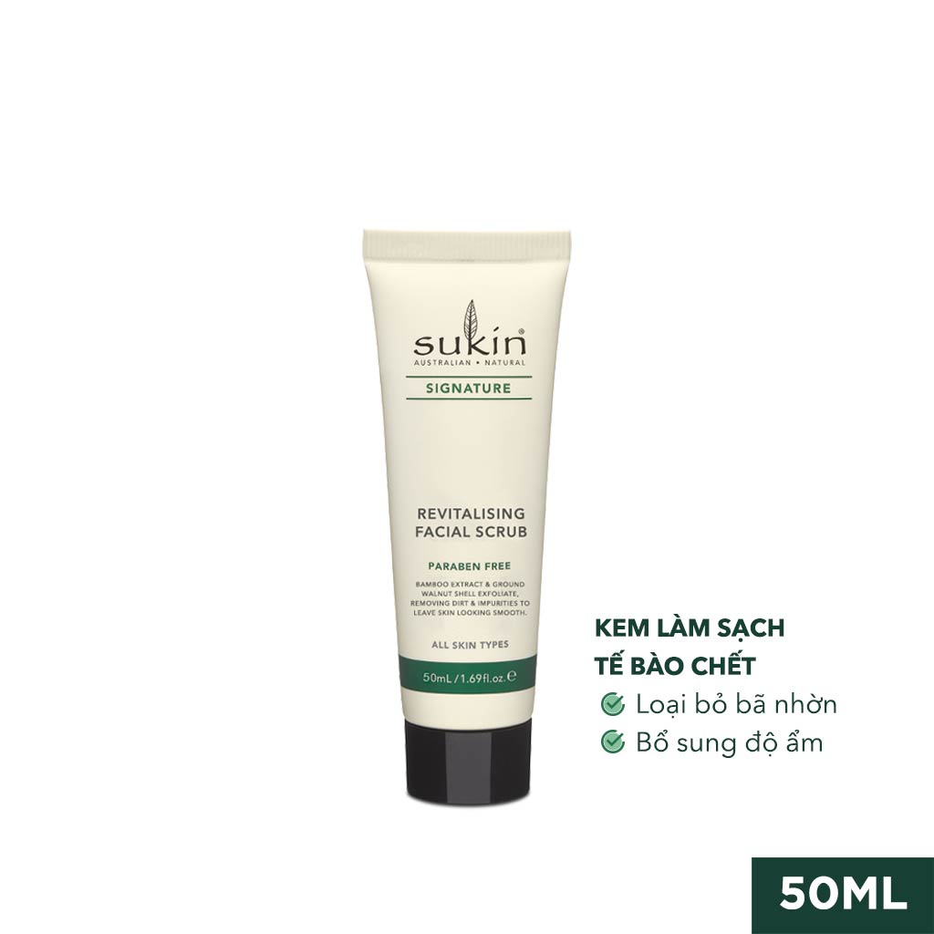 Bộ 3 bước chăm sóc da cơ bản Sukin Signature Kit ( Sữa rửa mặt tạo bọt Sukin Foaming Facial Cleanser 50ml + Kem tẩy tế bào chết dành cho da mặt Sukin Revitalising Facial Scrub 50ml + Kem Dưỡng Ẩm Dành Cho Da Mặt Sukin Signature Facial Moisturiser 50ml)