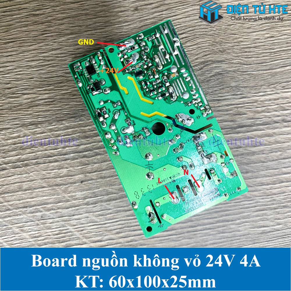 Board nguồn không vỏ 24V 4A 60x100x25mm New