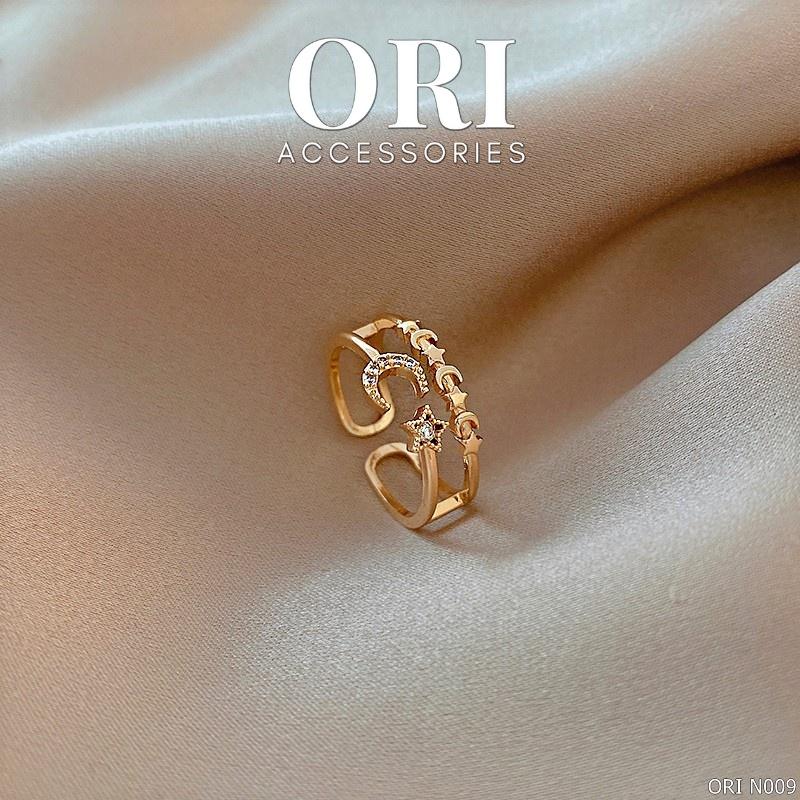Nhẫn nữ Freesize Mặt trăng đính đá Nerissa thời trang ORI ACCESSORIES N009
