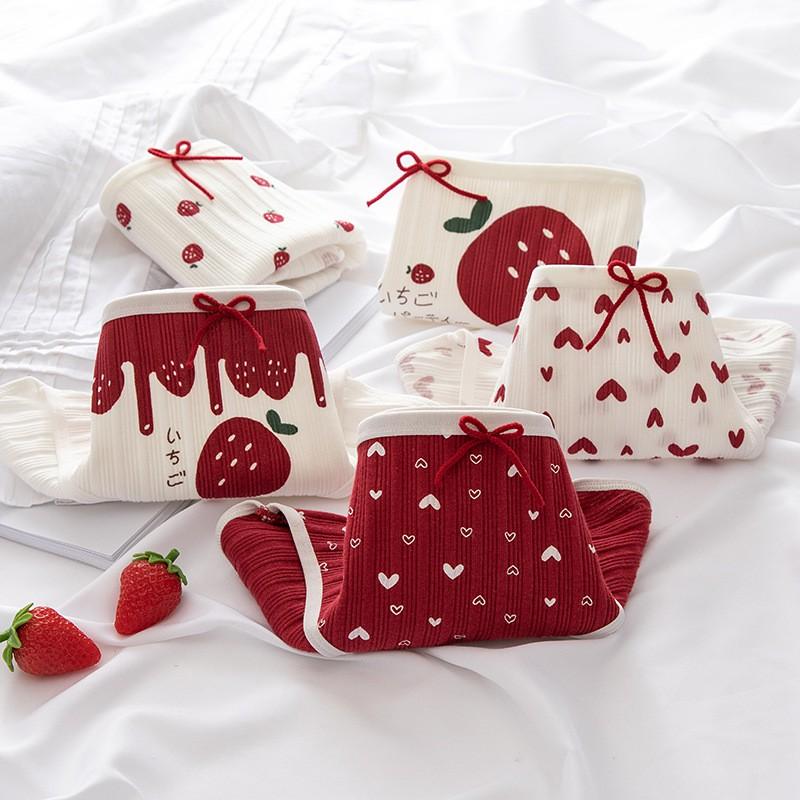 Quần Lót Cotton Co Dãn 4D Tim Đỏ