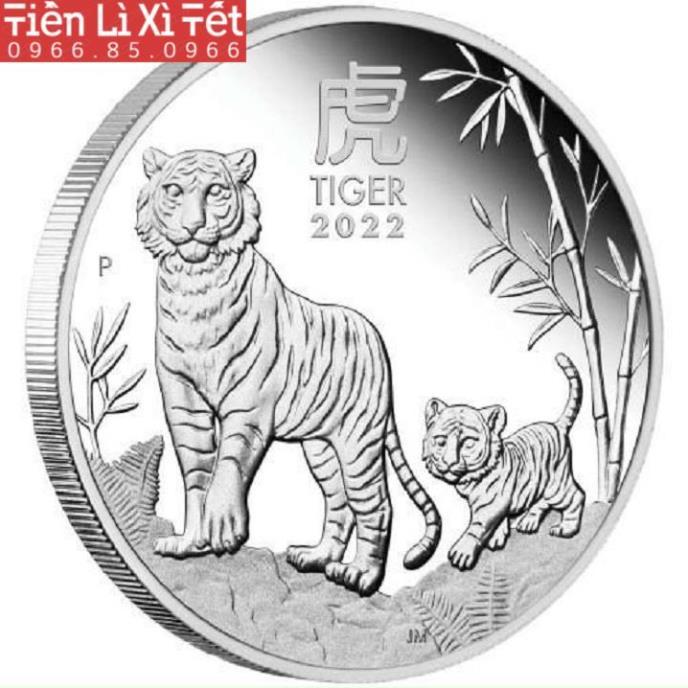 Cặp đồng Xu hình con hổ cọp vàng bạc 2022 tặng kèm hộp đựng may mắn