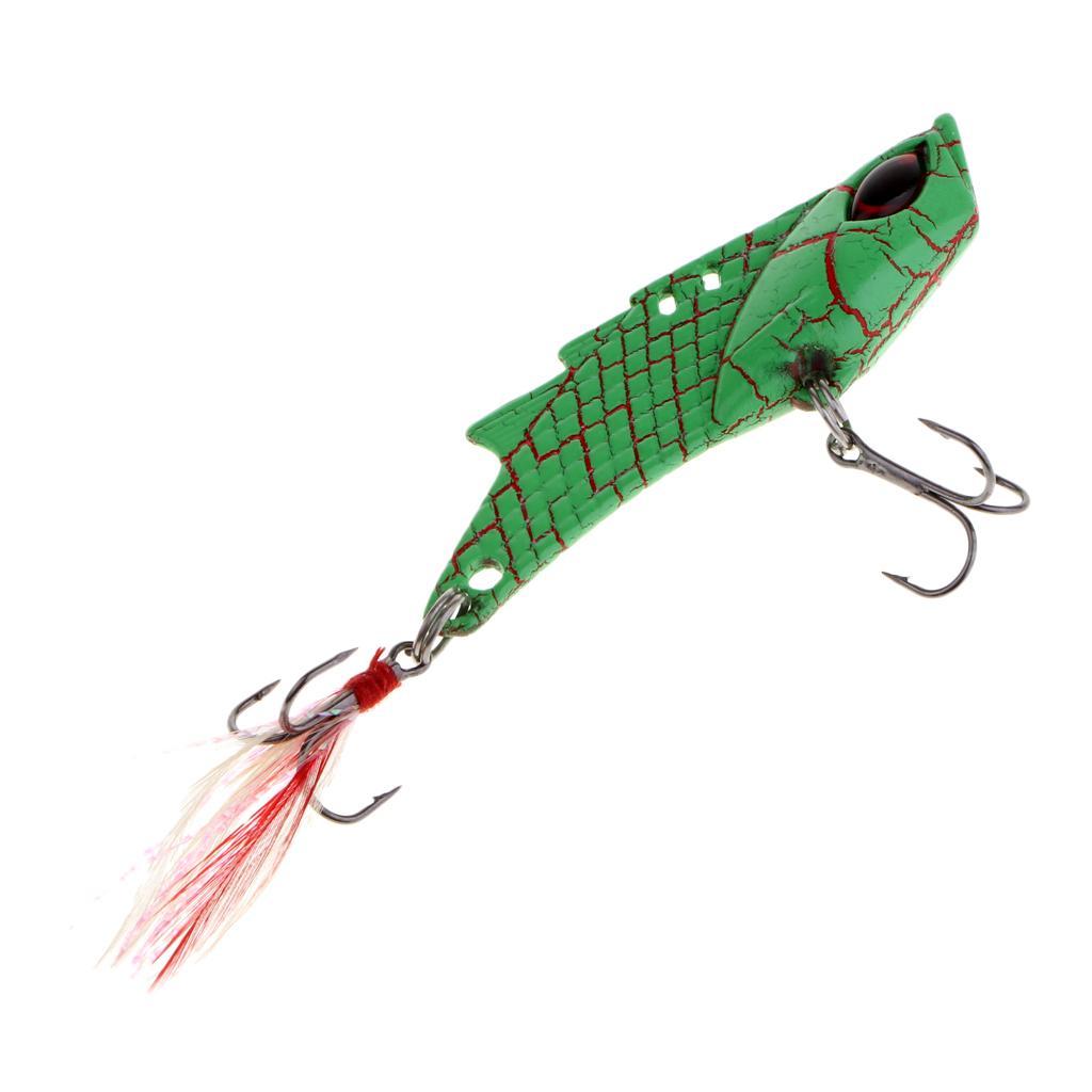 Metal VIB Fishing Lure Spinners Spoons Hard Bait Crankbaits with Feathers Treble Hooks