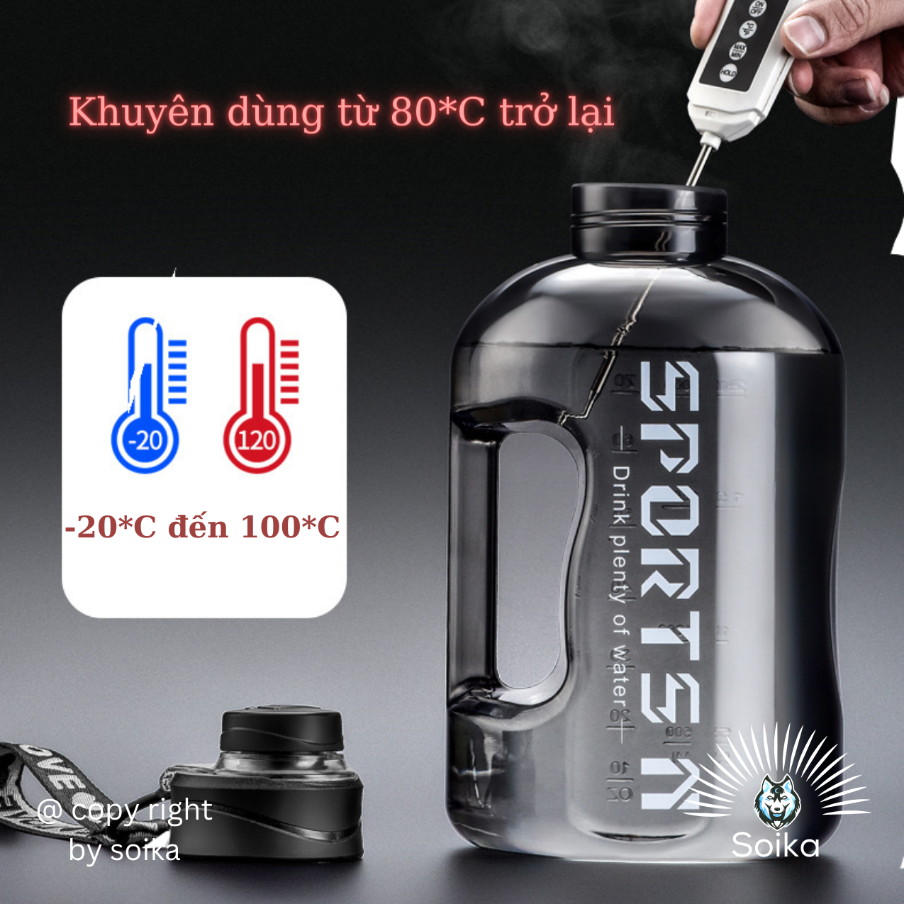 Bình Nước Tập Gym SOIKA 1.7 Lít Và 2.7 Lít SW12