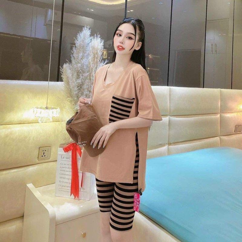 Đồ Bộ Nữ Eshop Đồ Bộ Mặc Nhà Nữ Bigsize Quần Lửng Ngố Thun Gân Thể Thao Trung Niên Đẹp Dễ Thương Đi Chơi Ngủ Cute Db51