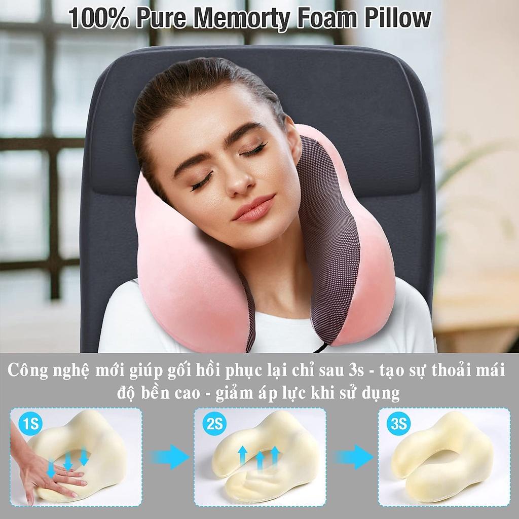 Gối Ngủ Văn Phòng Du Lịch Chữ U Tặng Kèm Bịt Mắt, Bịt Tai Chống Mỏi Chất Liệu Memory Foam - Hãng dododios