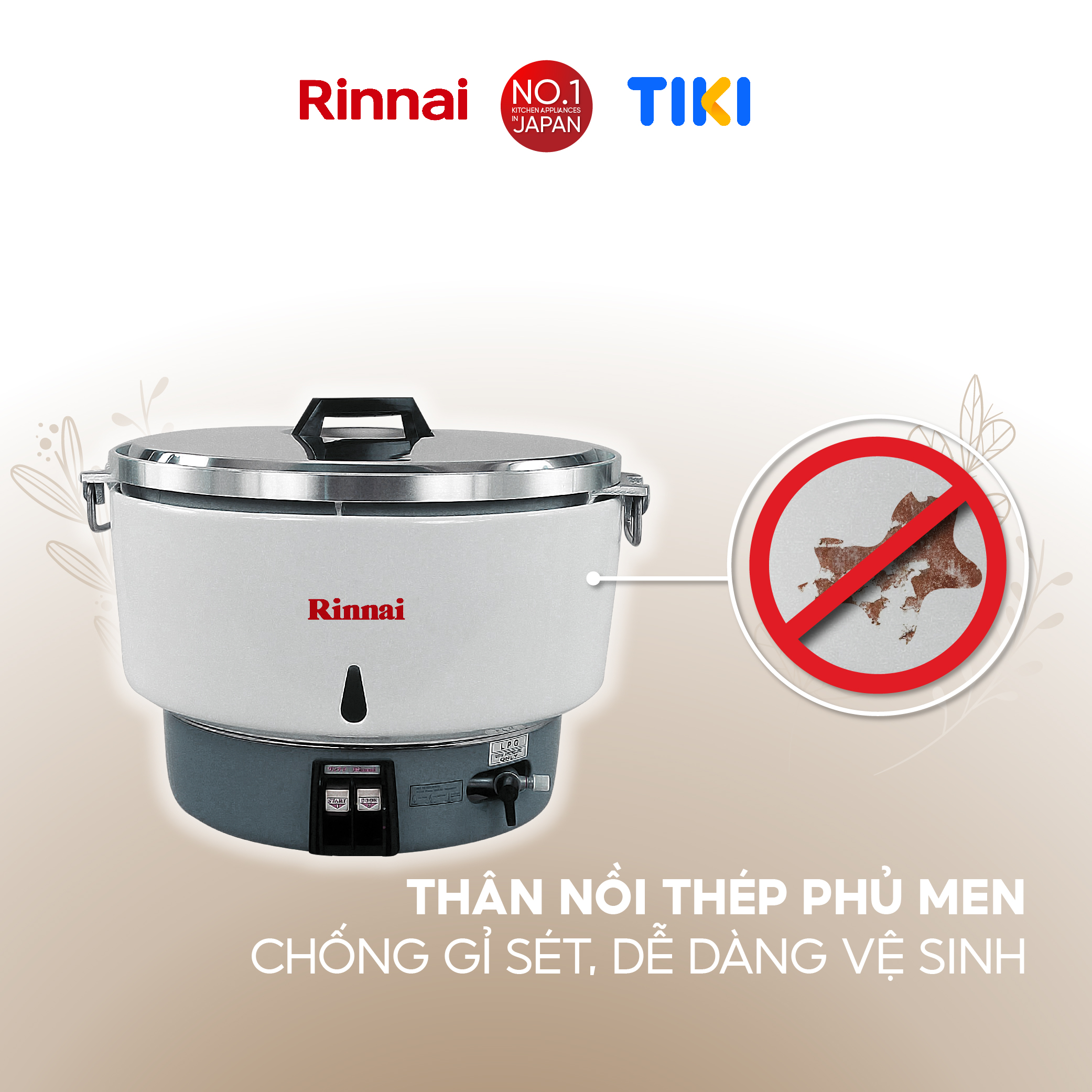 Nồi cơm gas Rinnai RTL-R10 dung tích 10 lít - Hàng chính hãng.