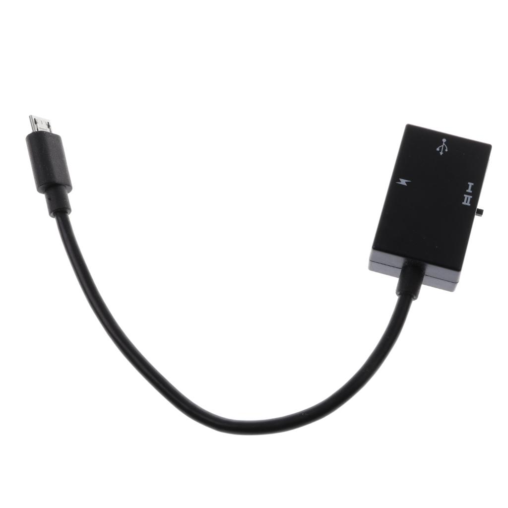 Micro USB Cable Male Host to USB Type-A & Micro USB Female OTG Adapter For Android Phone Tablet Black