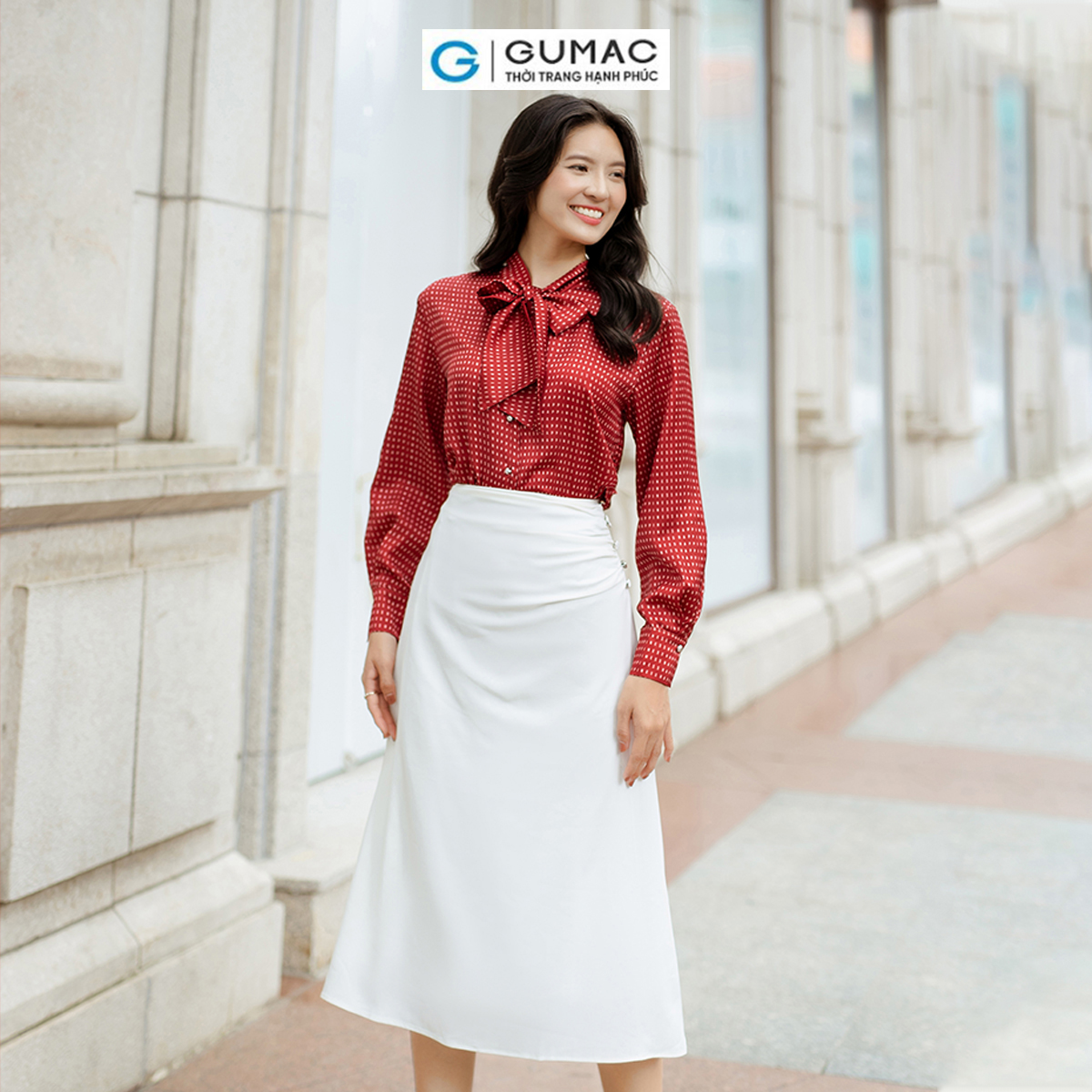 Chân váy A nhún sườn thời thượng sang trọng thời trang GUMAC VD06034
