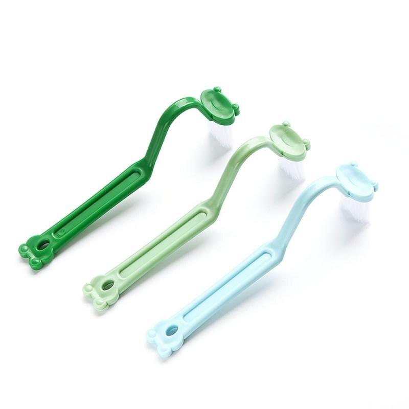 Toilet Cleaning Brush Bathroom Cleaning Accessories Portable Toilet Brush Corner Brush Bending Handle Scrubber Frog V Type