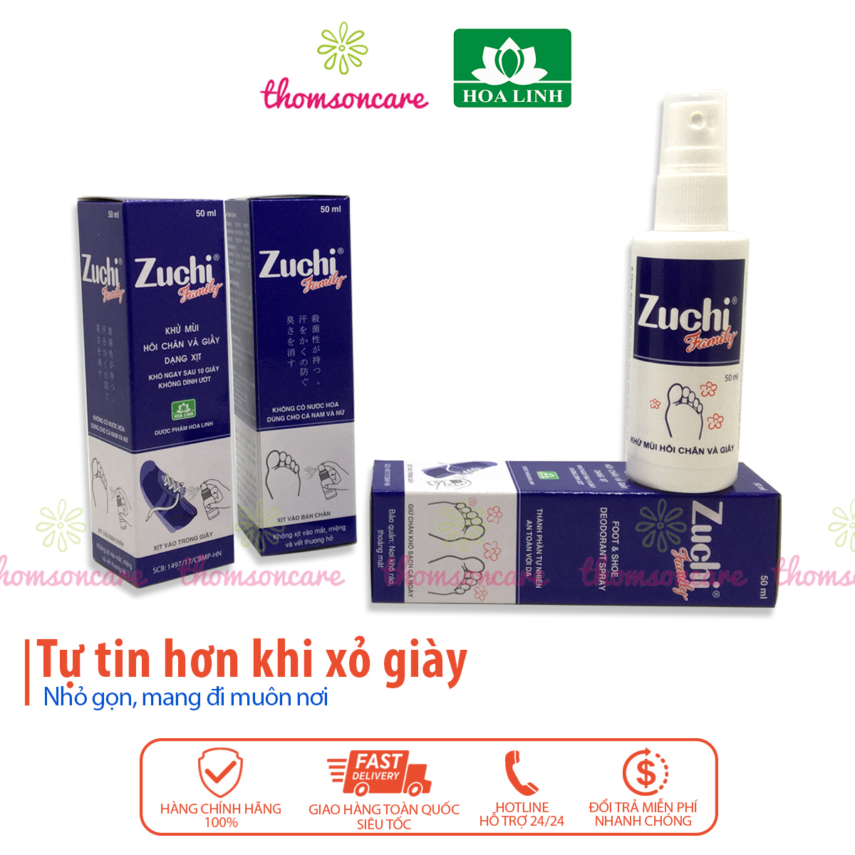 Zuchi Family - Xịt giày, khử mùi hôi chân, xịtt thơm giầy dép cho nam nữ, diệt vi khuẩn, giảm tiết mồ hôi