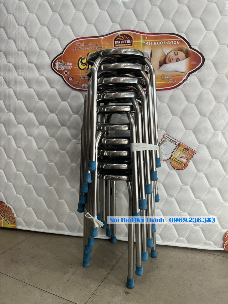 Ghế đẩu inox 304 chân cao loại cao cấp mẫu mới