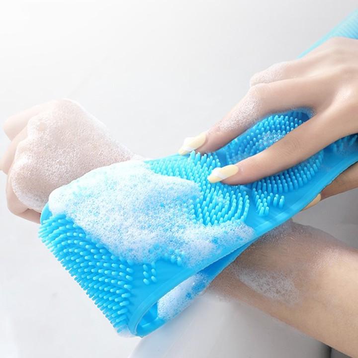 Dây chà lưng massage cơ thể khi tắm 2 mặt gai silicone