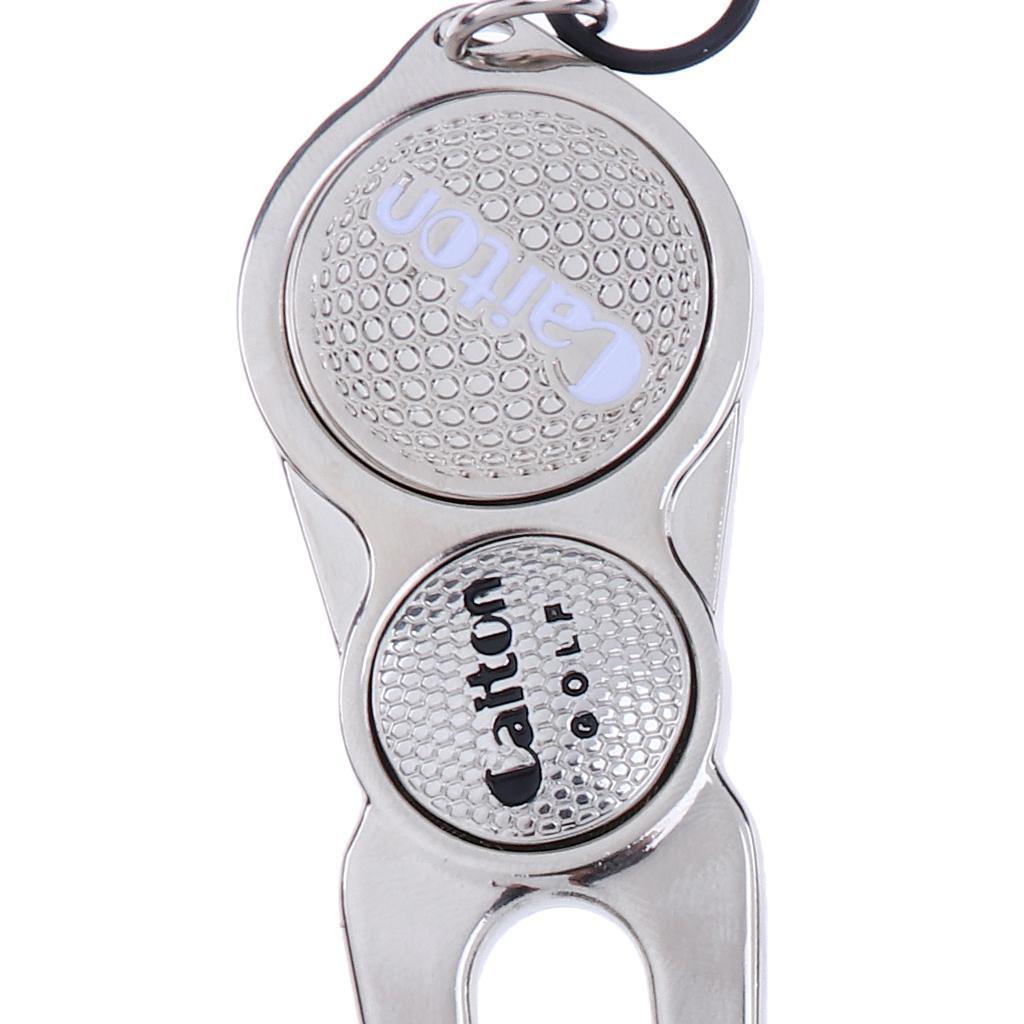 2 Pieces Sturdy Clip-on Golf Divot Tool Repair Tool with Magnetic Ball Marker Golf Accessories
