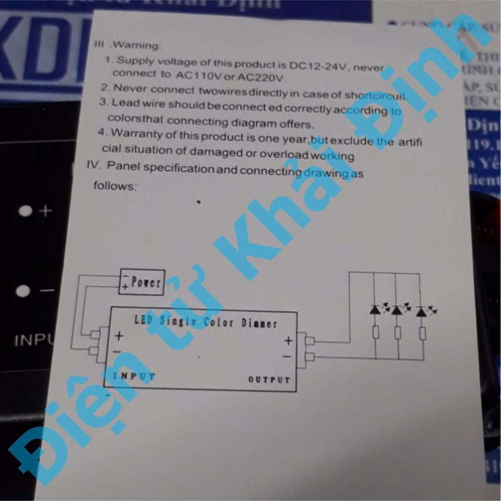 module RF DIMMER 12-24Vdc 8A điều khiển độ sáng LED kde2657