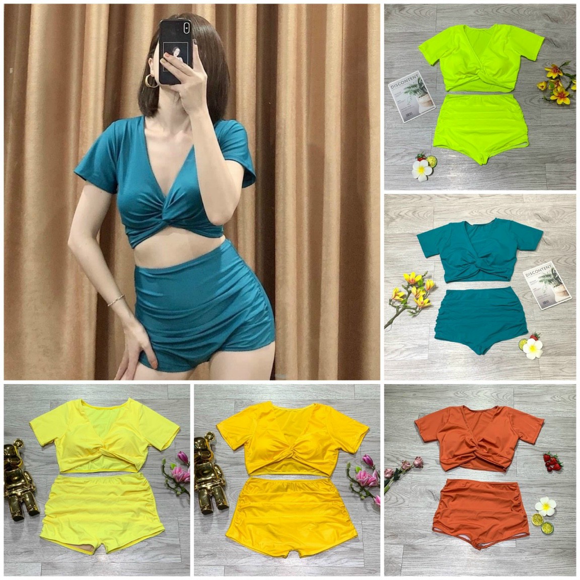 Đồ Tắm Biển Nữ 2 Mảnh Quần Cạp Cao Che Khuyết Điểm