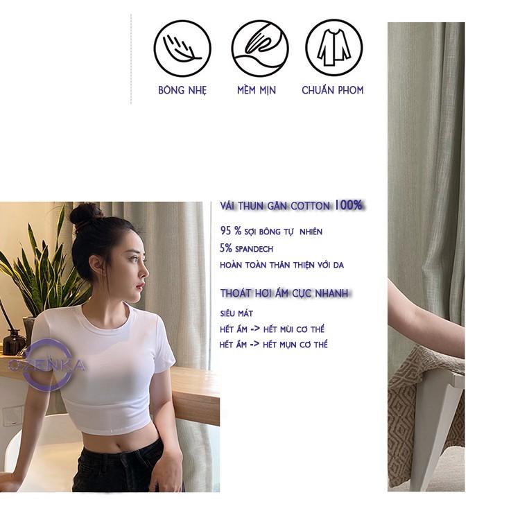 Áo croptop ôm nữ trắng đen 100% cotton , áo crt thun gân body đẹp basic sang chảnh freesize dưới 50 kg