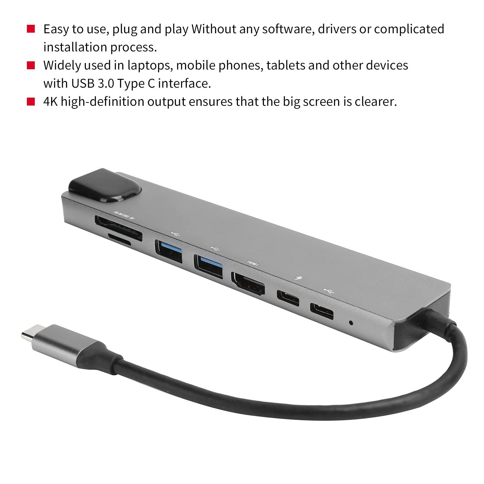 Trạm nối 8 trong 1 Loại C, Bộ chuyển đổi USB C Đa chức năng Phương tiện HD