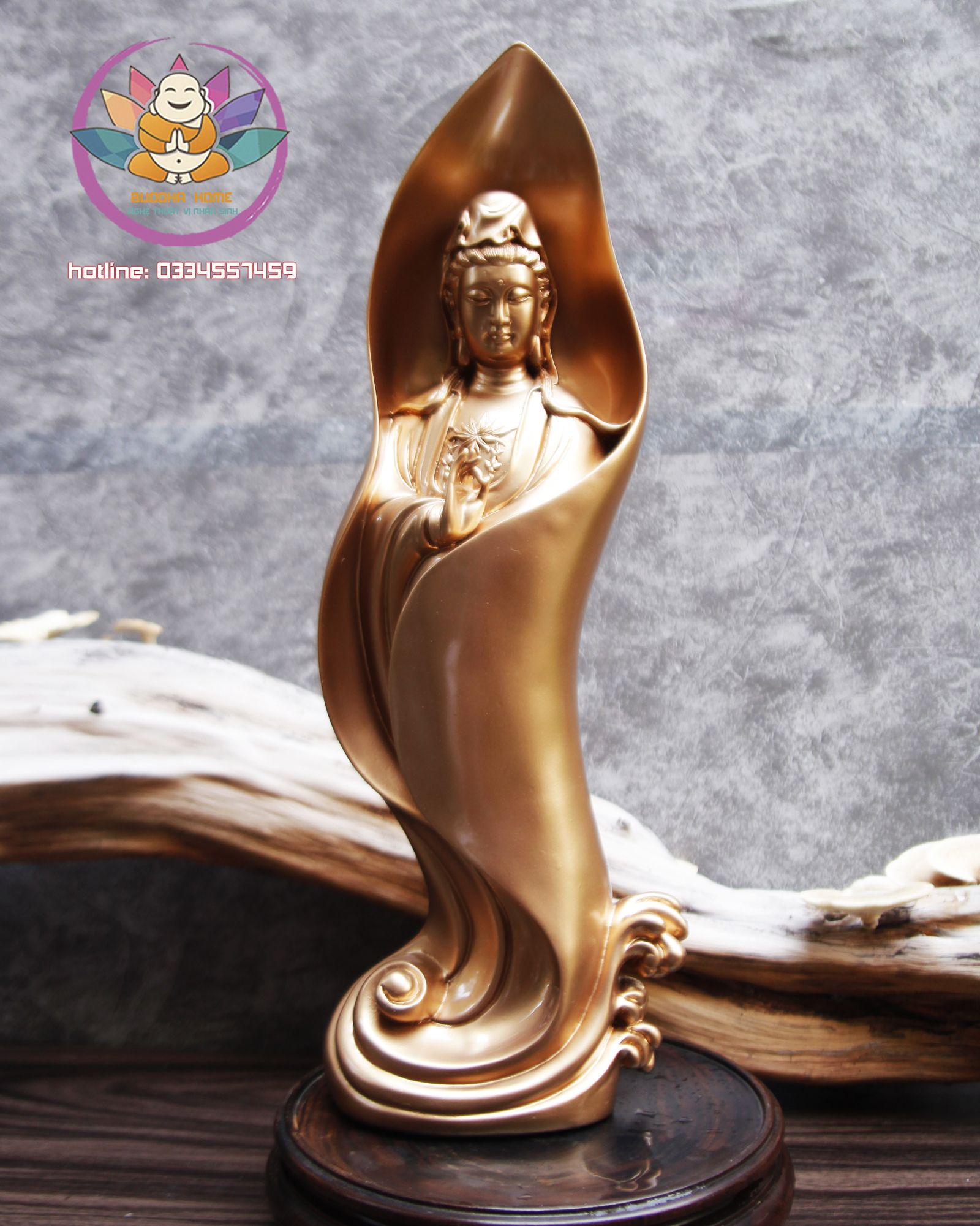Tượng Quan Âm cao 46cm trang trí nội thất nhà cửa- phong thủy- thờ cúng