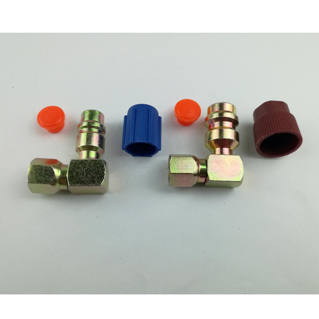 A/C Cao & Bên Thấp Khớp Nối R12 Để R134a Adapter 90 Độ Đầu Nối Nhanh