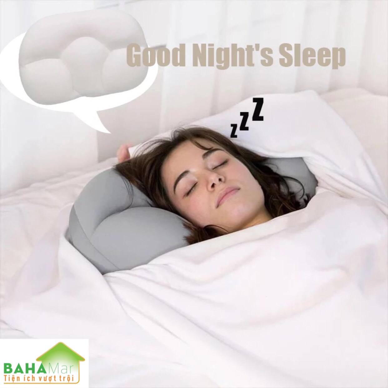 GỐI ĐÁM MÂY SIÊU MỀM HỖ TRỢ CỔ VAI, CHỈNH HÌNH THEO TƯ THẾ NGỦ "BAHAMAR" có tác dụng chỉnh tư thế ngủ thoải mái và hỗ trợ chống đau vai cổ gáy