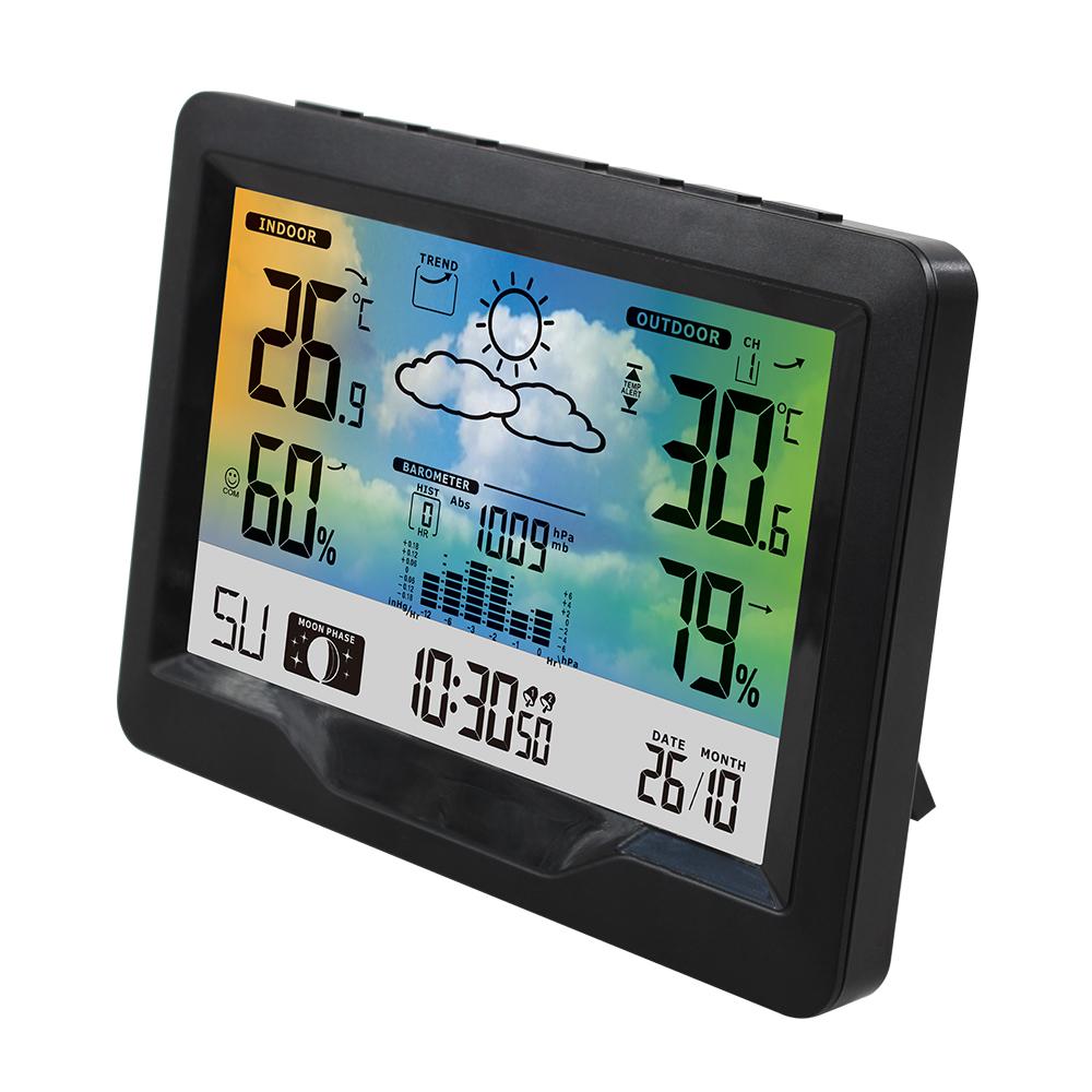 Wireless Weather Station Indoor Outdoor Color Screen Weather Forecast Station with Outdoor Sensor Digital Temperature