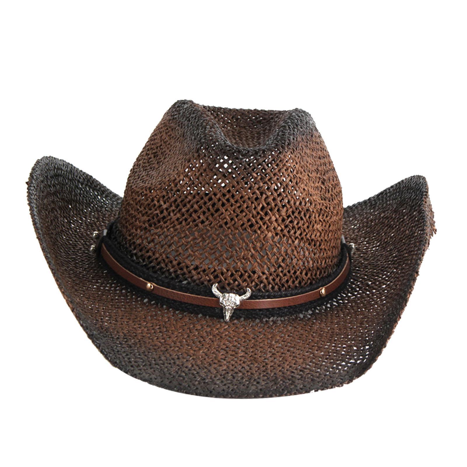Straw Cowboy Hat Roll up Brim Cowboy Hat for festival Sun Protection