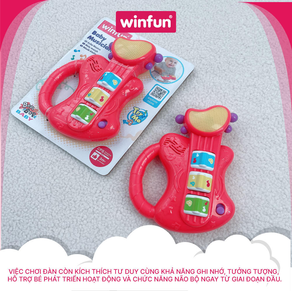 Đồ chơi âm nhạc WINFUN 0641 đàn guitar ghi ta cầm tay mini có đèn nhạc cho bé - cho bé từ 6 tới 24 tháng