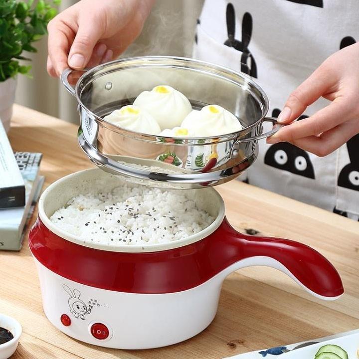 Nồi Lẩu Mini Đa Năng Kèm Giá Hấp Size 18cm, Nồi Lẩu Cầm Tay Mini Đa Chức Năng