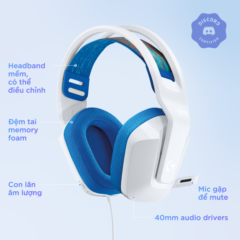 Hình ảnh Tai Nghe game có dây Logitech G335 - Mic gập để Mute, Jack 3.5mm, Đệm tai Memory Foam, Nhẹ 240g, Tương thích PC/ PS4 PS5/ Xbox/ Nitendo - Hàng chính hãng