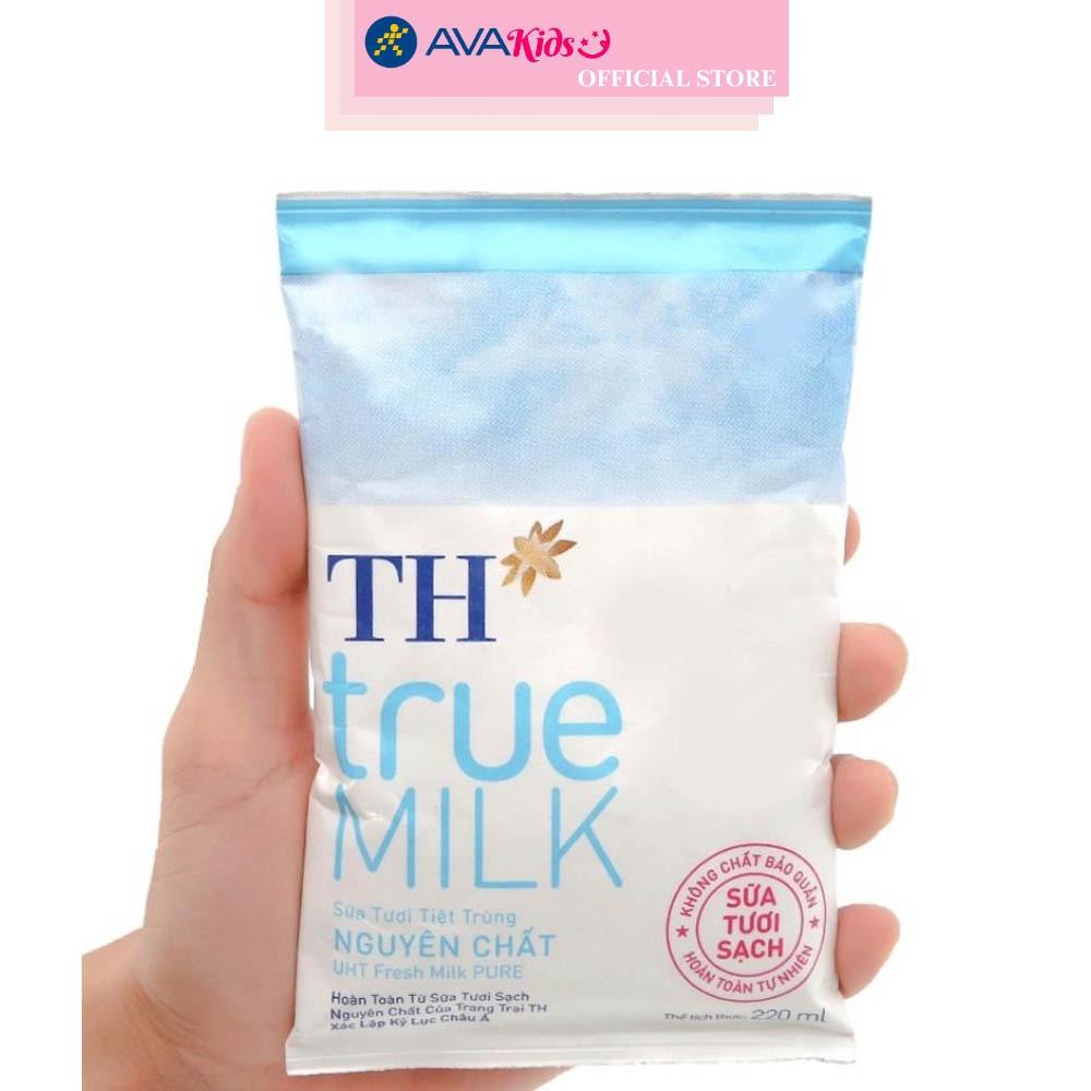 Thùng 48 bịch sữa tươi tiệt trùng TH true MILK không đường 220 ml (từ 1 tuổi)