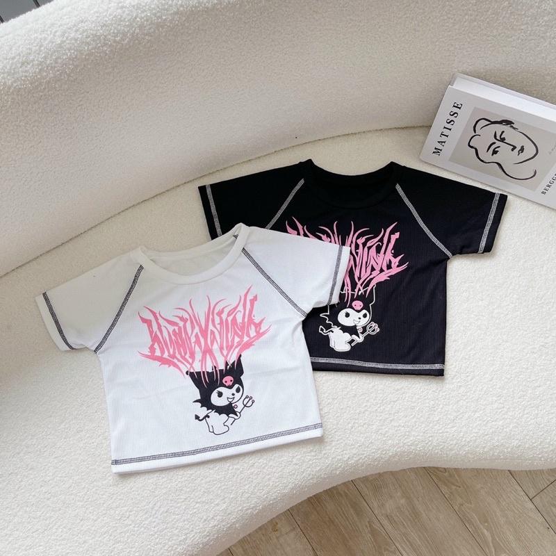 áo croptop chỉ nổi hình Kuromi phong cách Gothic