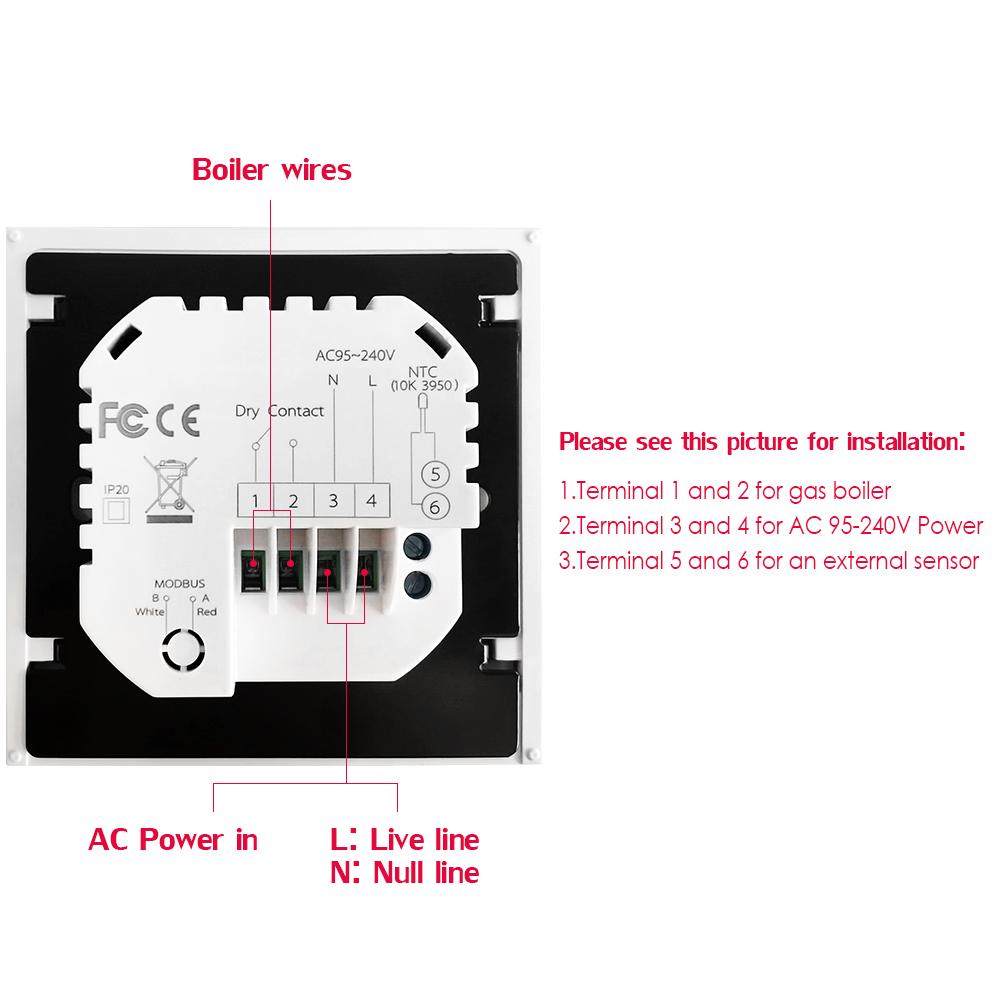 Bộ điều khiển nhiệt độ thông minh Wi-Fi Thermostat với Màn hình cảm ứng hiển thị với đèn đen, dễ đọc