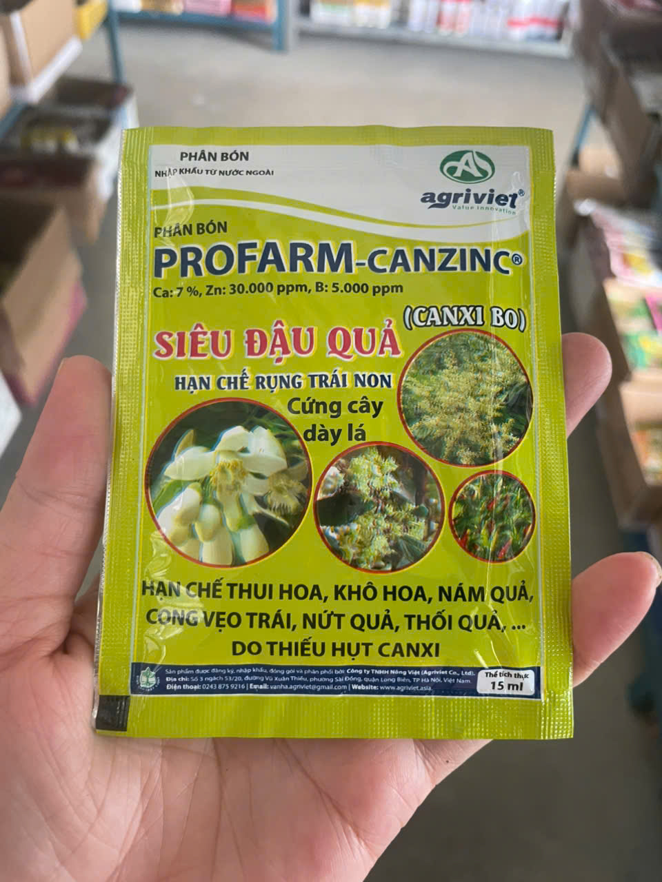 Phân bón siêu ra hoa đậu quả Canxi Bo Profarm Canzinc (gói 15ml)