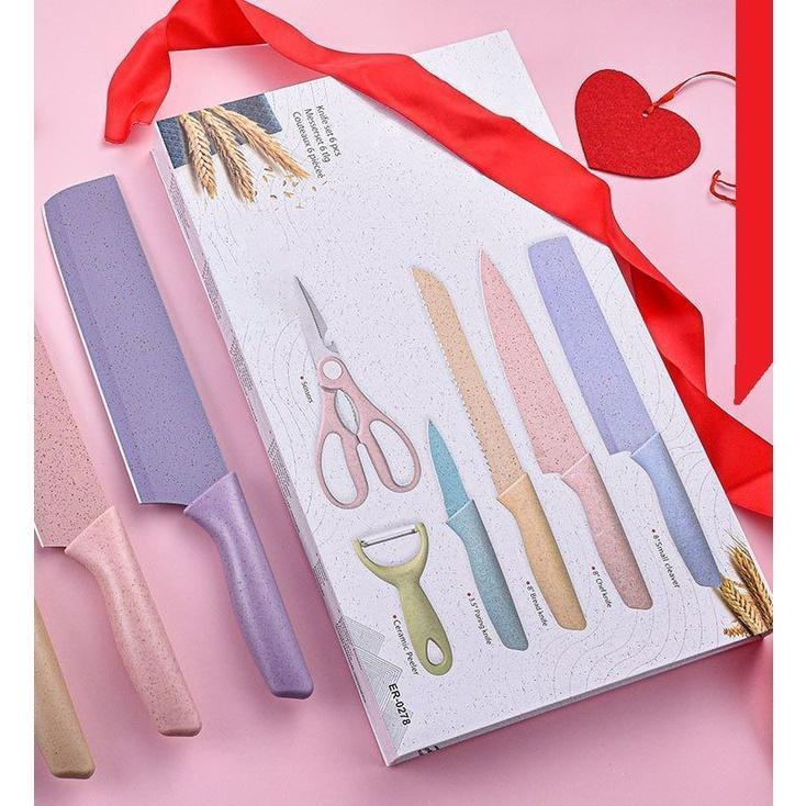 Bộ dao kéo 6 món lúa mạch sắc bén - Set dao lúa mạch 6 món Everrich Kitchen