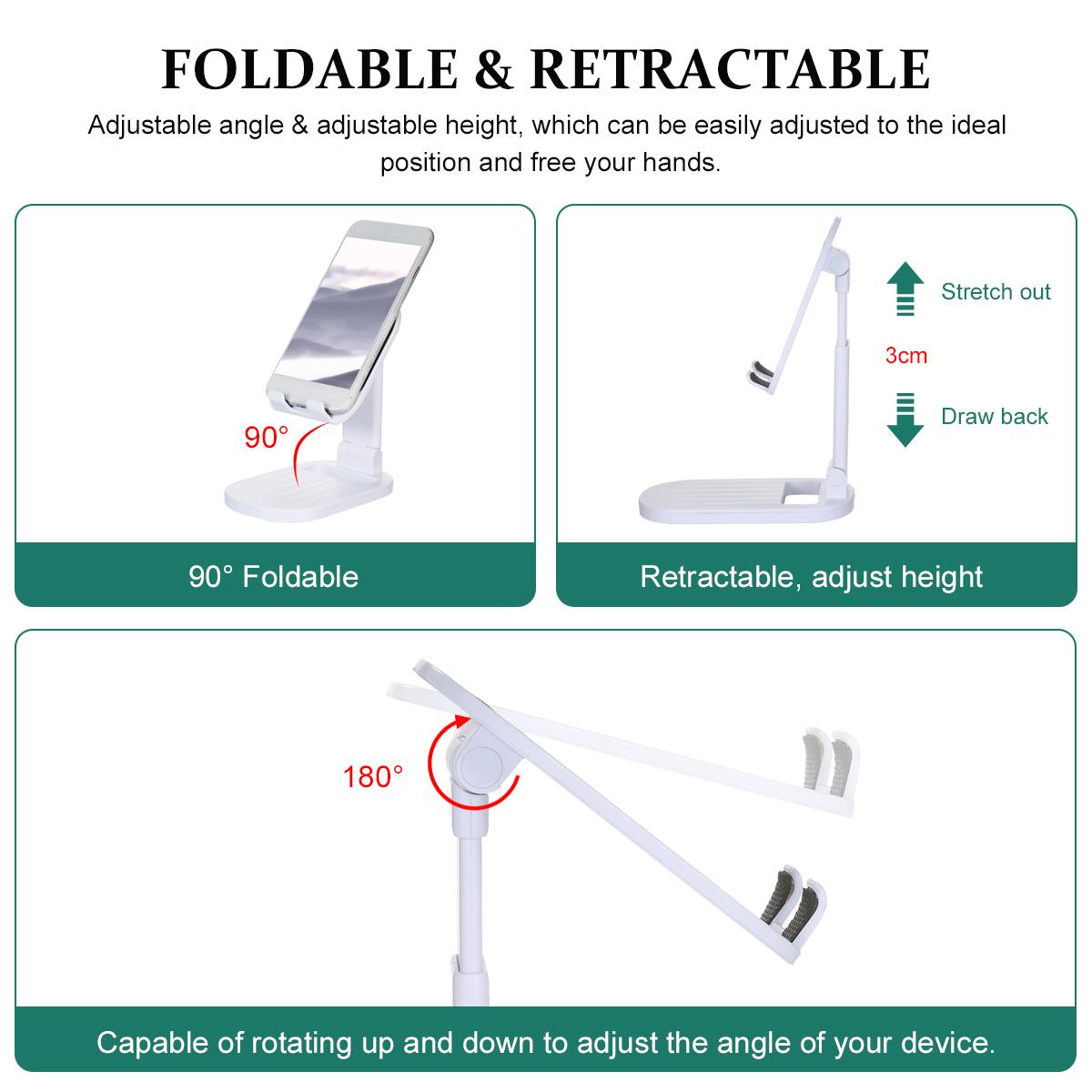 ABS Retractable Folding Stand Alluminium Alloy Desktop Folding Bracket Portable Phone Holder Angle Adjustable Height