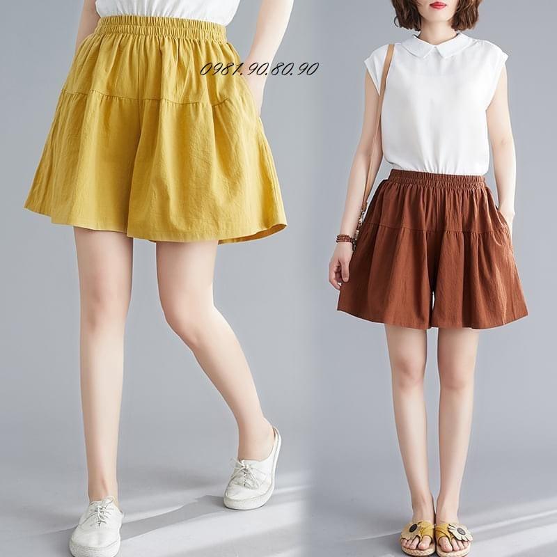 Quần nữ đùi giả váy chất đũi 3 màu năng động