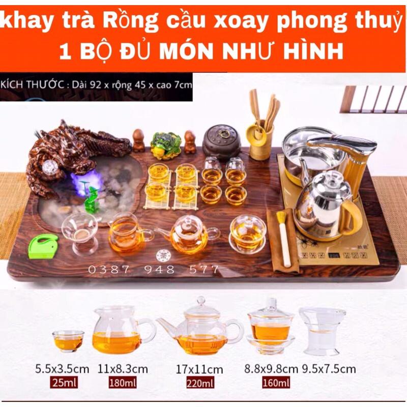 Bàn trà điện thông minh đa năng cao cấp  cảm ứng tự động Khung gỗ 92cm,bàn trà đạo rồng phun nước phong thuỷ 011