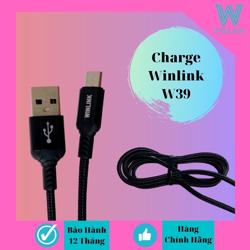 DÂY CÁP SẠC WINLINK W39 MICRO CHO ANDROID (Oppo,Samsung, Nokia, Vivo) - Hàng chính hãng