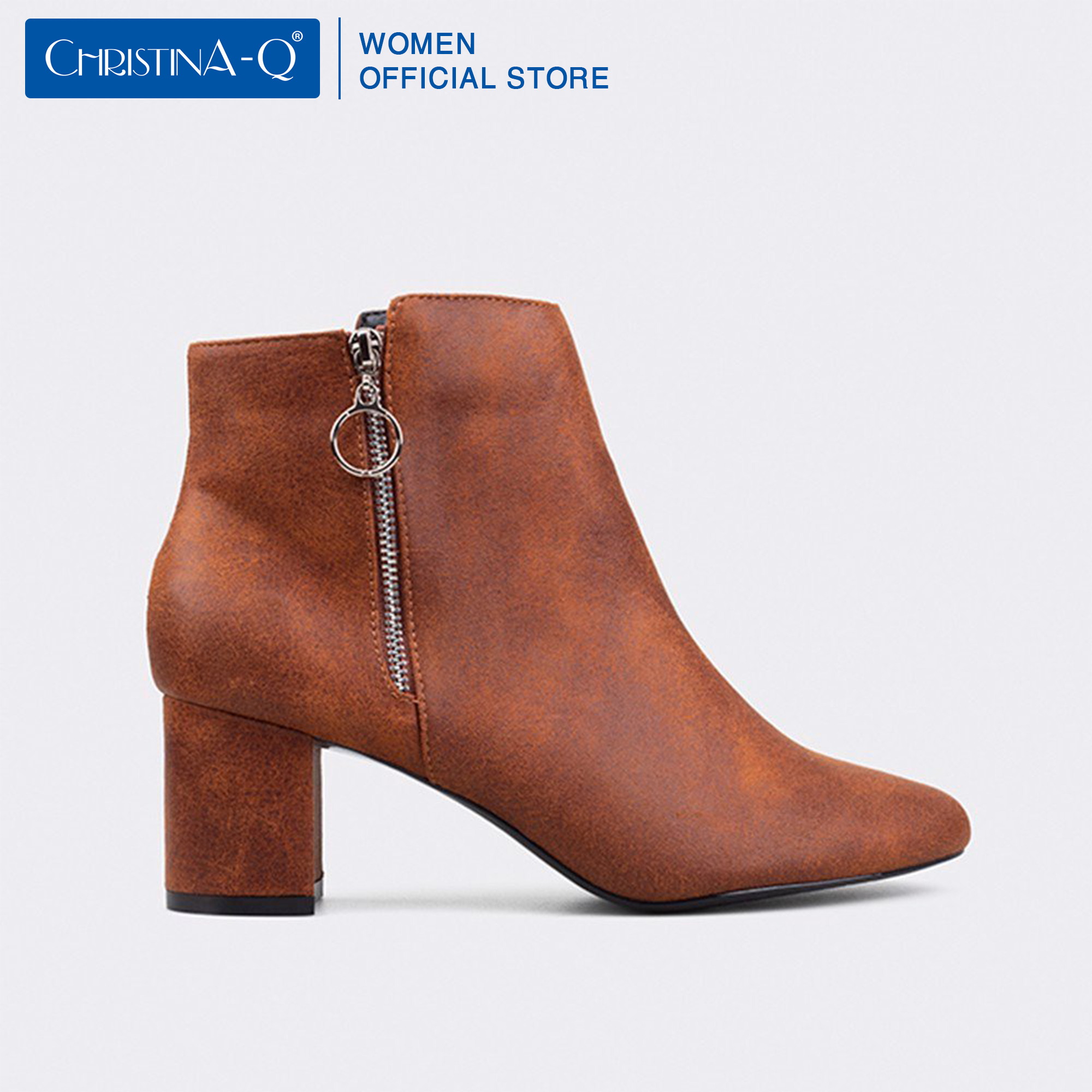 Giày boots nữ mũi tròn ChristinA-Q BOT108