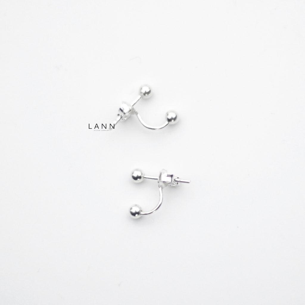 Khuyên Chữ U Hai Đầu Hạt Tròn S925 LANN